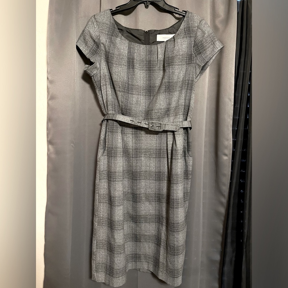 Merona Grey and Black Plaid Business Dress